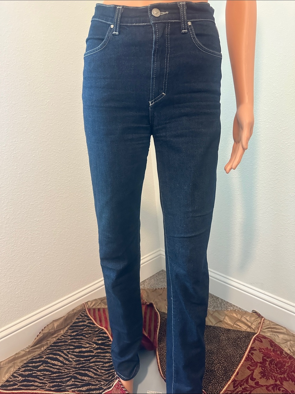 VERSACE Dark Blue Women's Straight Jeans